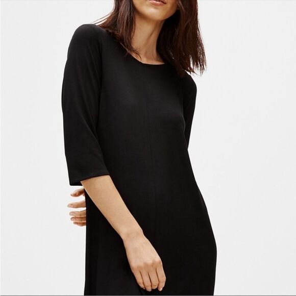Eileen Fisher V Neck Shift Dress Black Size PS/PP - Picture 1 of 8